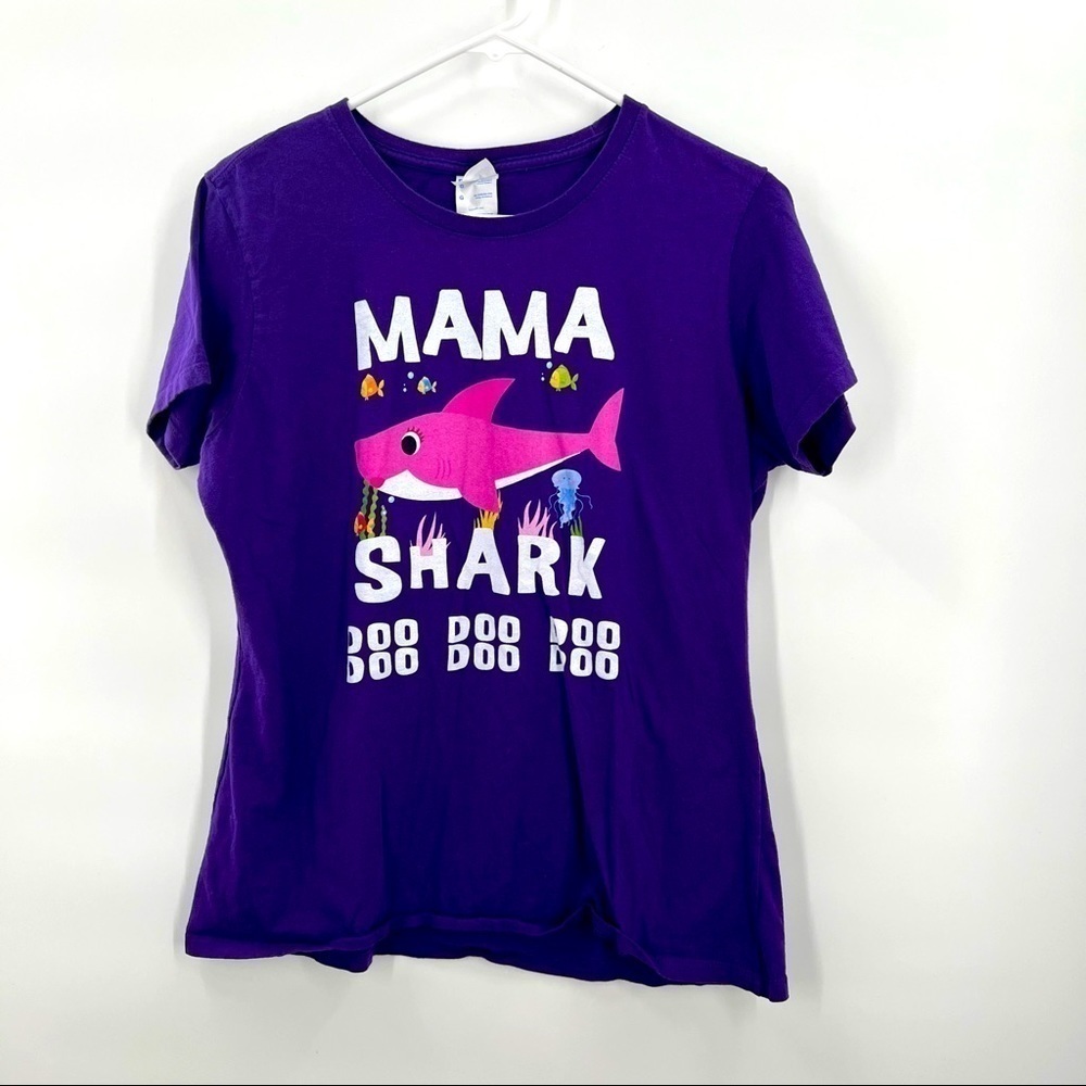 Mama Shark large purple tee shirt